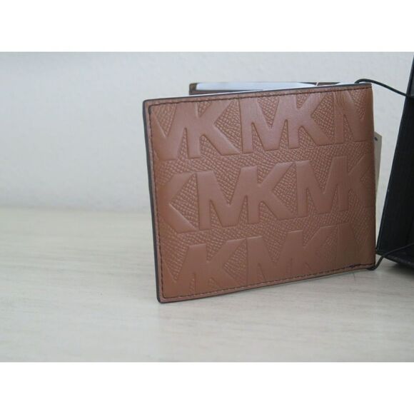 Michael Kors Andy Slim Billfold Bi Fold Luggage Embossed Leather Men Card Wallet - Picture 2 of 8